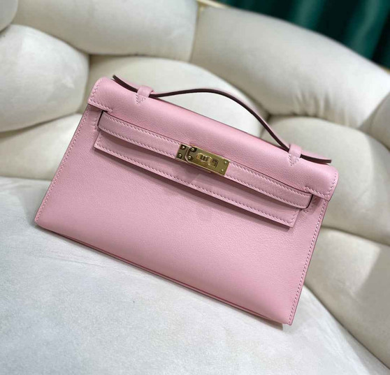 Hermes Kelly Bag 22 Pink Swift Leather Gold Hardware - Default Title - View 1