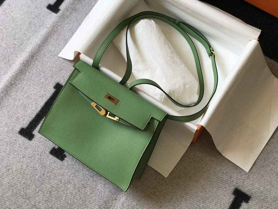 Hermès Kelly Danse II light green Evercolor leather with gold - Default Title - View 1
