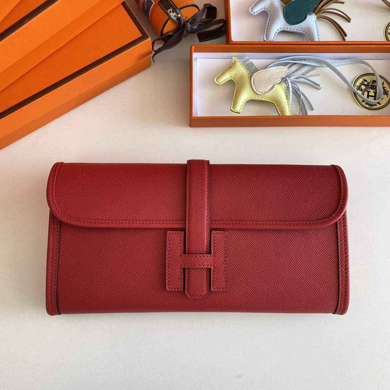 Hermes Jige 29 Wallet Clutch In Epsom Leather Red - Default Title - View 1