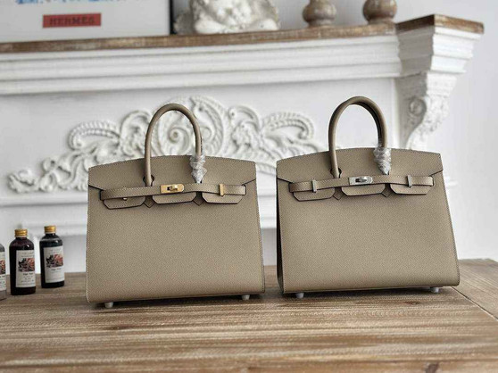 Hermès Birkin 25 Bag Light Gray Epsom Leather H625650 - gold - View 1
