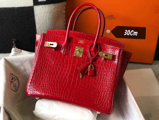 Hermès Birkin Bag 30cm Red Crocodile Leather Gold Hardware - Default Title - View 1