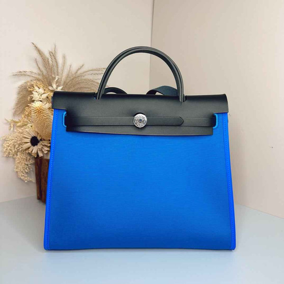 Hermès Herbag Zip 31 hobnailed bag h085131 black blue - Default Title - View 1