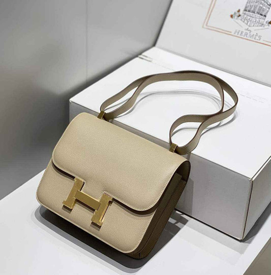 Hermes Constance 23 Box Epsom Leather Light Gray Gold H082907 - Default Title - View 1