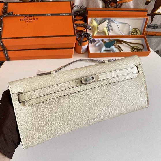 Hermès Kelly Cut Clutch 31cm Epsom Leather Beige Silver - Default Title - View 1