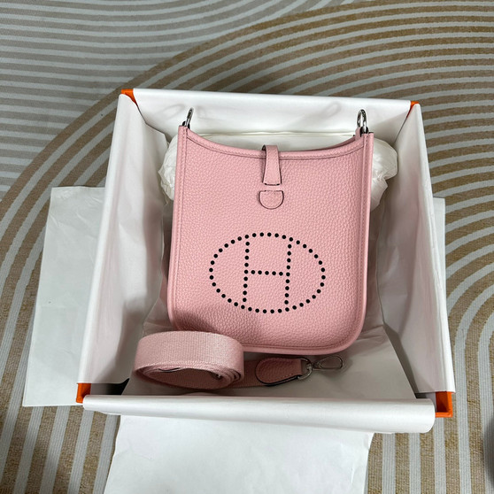 Hermes Evelyne III 17 Togo Pink Leather Bag Silver H5651 - Default Title - View 1