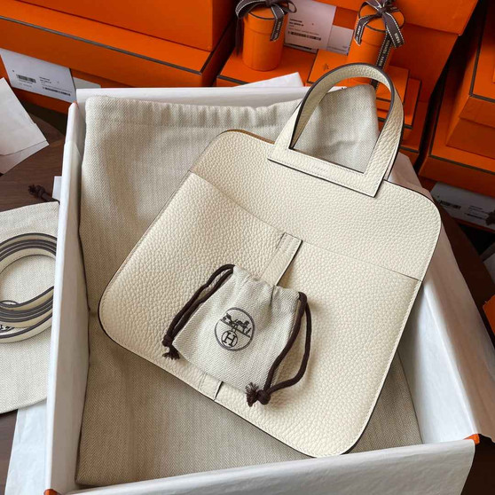 Hermes Halzan 25 Bag Togo Leather Gold H082187 - Default Title - View 1