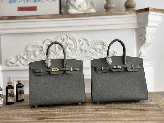 Hermès Birkin 25 Bag Dark Gray Epsom Leather H625648 - gold - View 1