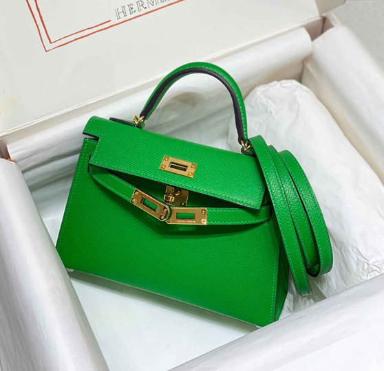 Hermes Mini Kelly II Bag 19 Gold Hardware with Epsom Green - Default Title - View 1