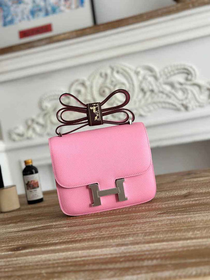 Hermes Constance Epsom Leather 19cm Pink Silver H082208 - Default Title - View 1