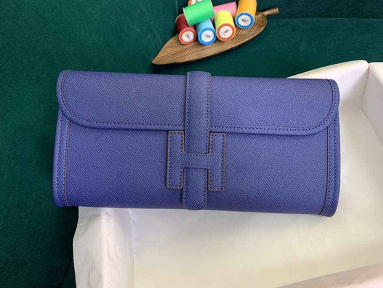 Hermes Jige 29cm Wallet Clutch In Epsom Leather Dark Blue - Default Title - View 1