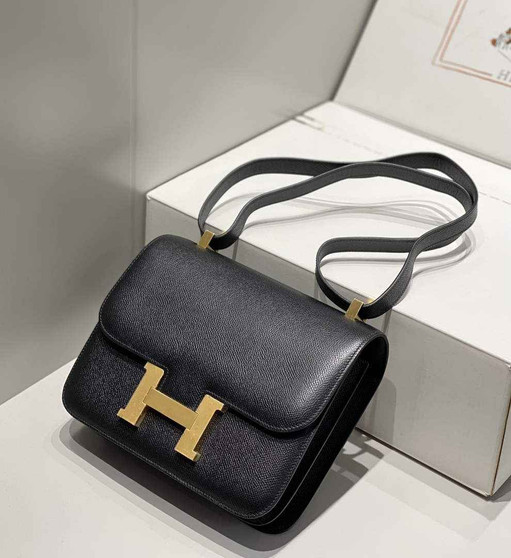 Hermes Constance 23 Box Epsom Leather Black Gold H082900 - Default Title - View 1