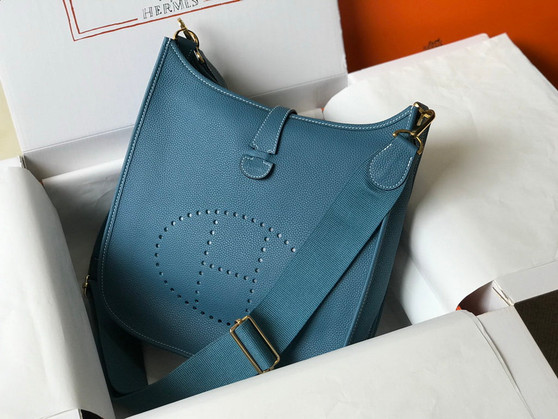 Hermès Evelyne III 29 Taurillon Clemence Bag Half Hand Blue Gold - Default Title - View 1