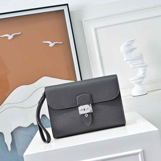 Hermès Sac a Depeches 24 Dark Gray Epsom Calfskin Leather Bag - Default Title - View 1