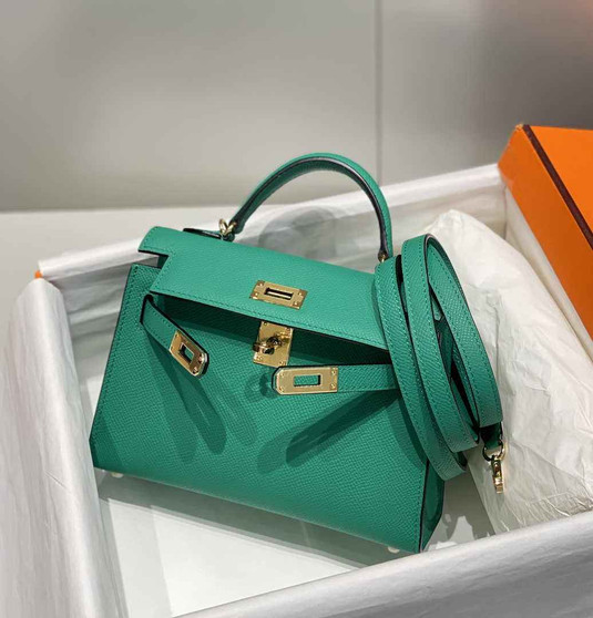 Hermes Mini Kelly II Bag 19 Green Epsom Gold Hardware H86100 - Default Title - View 1