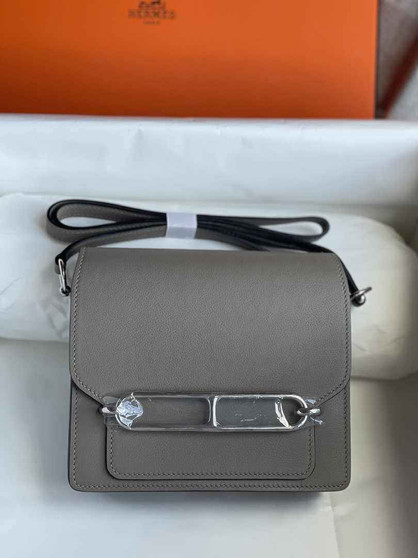 Hermès Mini Roulis Bag Gray Evercolor Silver Hardware H50334 - Default Title - View 1