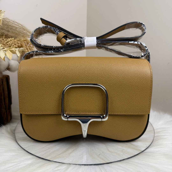 Hermès Della Cavalleria Elan Bag in Apricot Epsom Calfskin Silver Hardware - Default Title - View 1