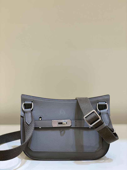 Hermes Jypsiere mini bag Dark Gray Swift Leather Silver H25631 - Default Title - View 1