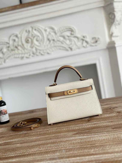 Hermes Kelly Bag 19 Beige Epsom Leather Gold H82318 - Default Title - View 1