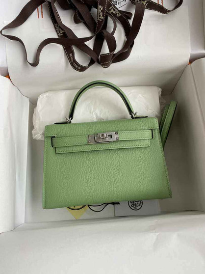 Hermès Kelly II Sellier Mini 2024 Green Goatskins Leather Silver - Default Title - View 1