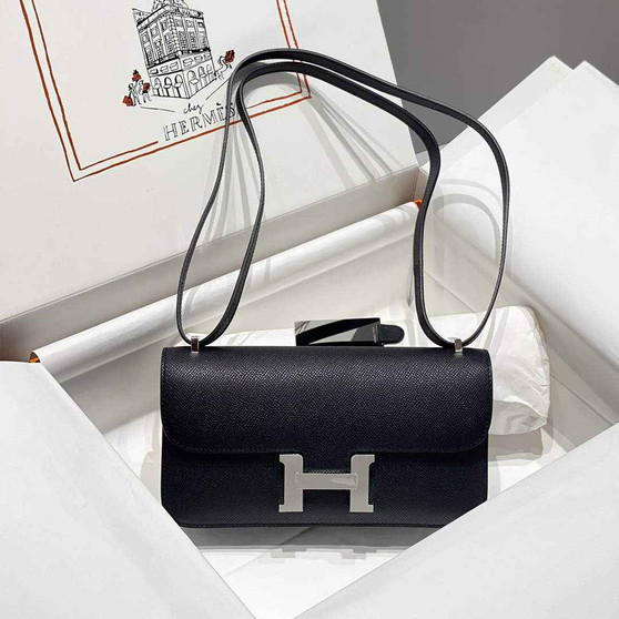 Hermes Constance Box Epsom Leather Black Silver H082700 - Default Title - View 1