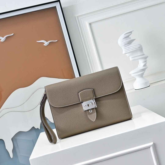 Hermès Sac a Depeches 24 – Togo Calfskin Gray - Default Title - View 1