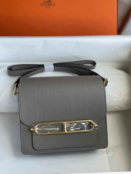 Hermès Mini Roulis Bag Gray Evercolor Gold Hardware H50333 - Default Title - View 1