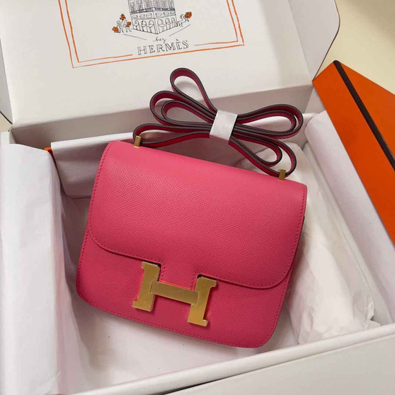 Hermes Constance Bag 19 Dark Pink Epsom Leather Gold H0839314 - Default Title - View 1