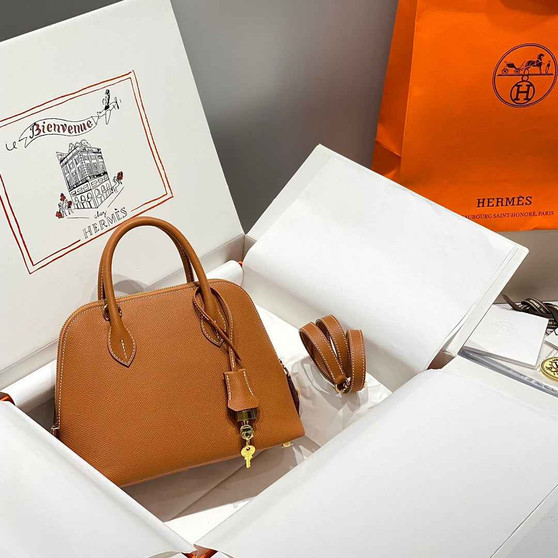 Hermes Bolide 1923 Bag 25 in Brown Epsom Calfskin Gold Hardware - Default Title - View 1