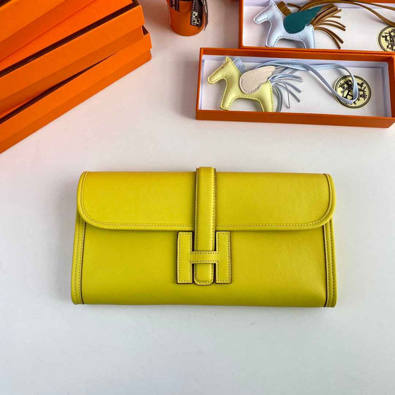 Hermes Wallet Clutch Swift Leather 29cm In Lemon Yellow - Default Title - View 1