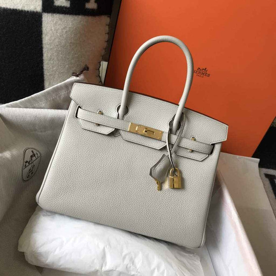 Hermès Birkin 30cm Light gray Togo Gold Hardware - Default Title - View 1