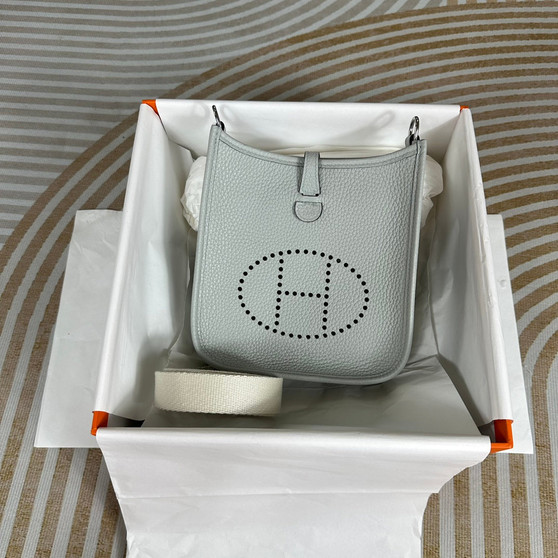 Hermes Evelyne III 17 Togo Light Blue Leather Bag Gold H5630 - Default Title - View 1