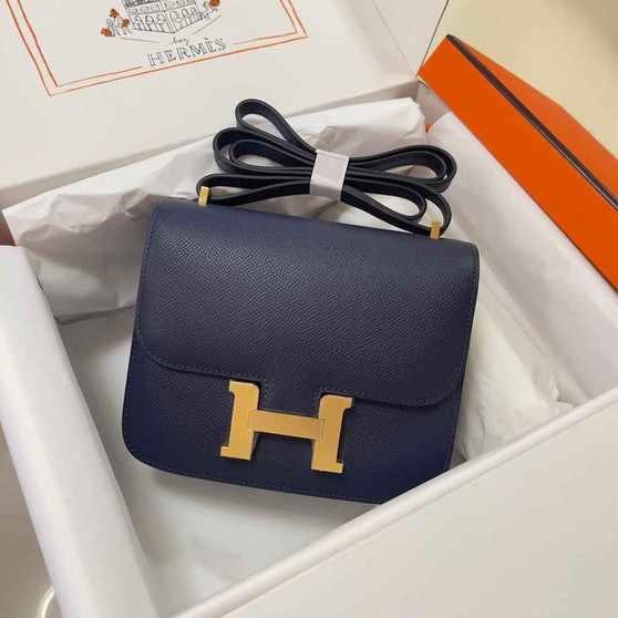 Hermes Constance Bag 19 Navy Blue Epsom Leather Gold H0839323 - Default Title - View 1