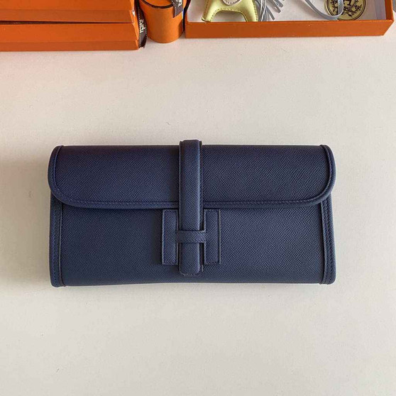 Hermes Jige 29 Wallet Clutch In Epsom Leather Navy Blue - Default Title - View 1