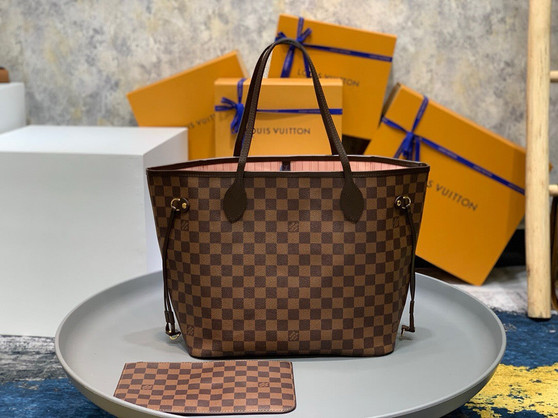 Louis Vuitton Neverfull MM Bag N41603 Damier Ebene Canvas Pink - Default Title - View 1