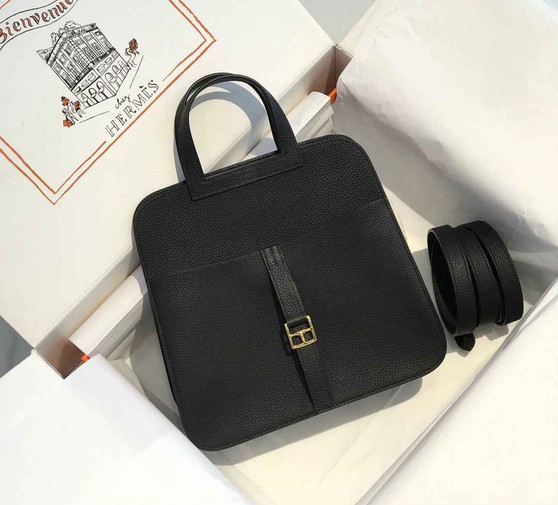Hermes Mini Halzan 22 Bag Black Togo Leather H082140 - Default Title - View 1