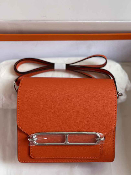 Hermès Mini Roulis Bag Orange Evercolor Silver Hardware H50337 - Default Title - View 1