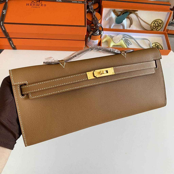 Hermès Kelly Cut Clutch 31cm Epsom Leather Light Brown Gold - Default Title - View 1