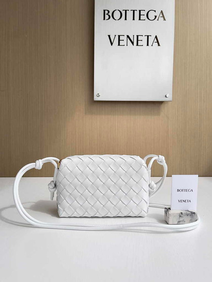 Bottega Veneta Mini Loop Camera Cross-Body Bag 680254 White Lambskin