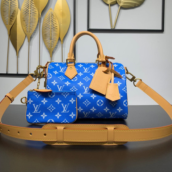 Louis Vuitton Speedy P9 Bandoulière 25 Bag M24424 Blue Soft calfskin