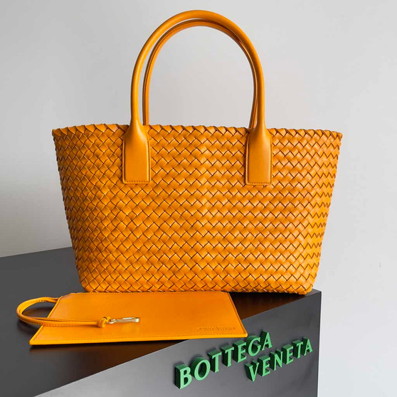 Bottega Veneta Medium Cabat Bag 608810 Orange lambskin leather