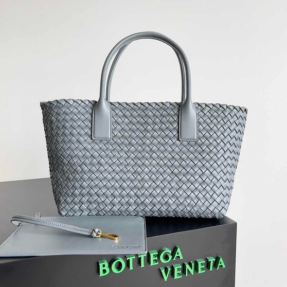 Bottega Veneta Medium Cabat Bag 608810 Gray lambskin leather