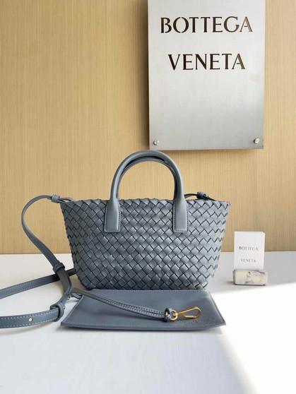 Bottega Veneta Mini Cabat 709464 Intreccio lambskin leather gray