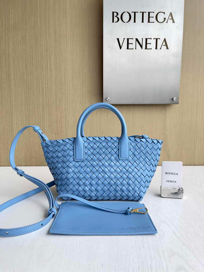 Bottega Veneta Mini Cabat 709464 blue Intreccio lambskin leather