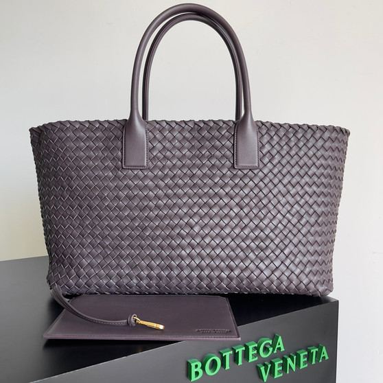 Bottega Veneta Large Cabat Bag 608811  Dark Brown Lambskin leather