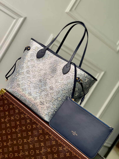 Louis Vuitton Neverfull MM Bag M22921 Blue Monoglam canvas