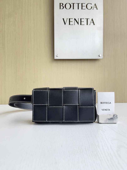 Bottega Veneta Cassette Belt Bag 738000 Lambskin Black
