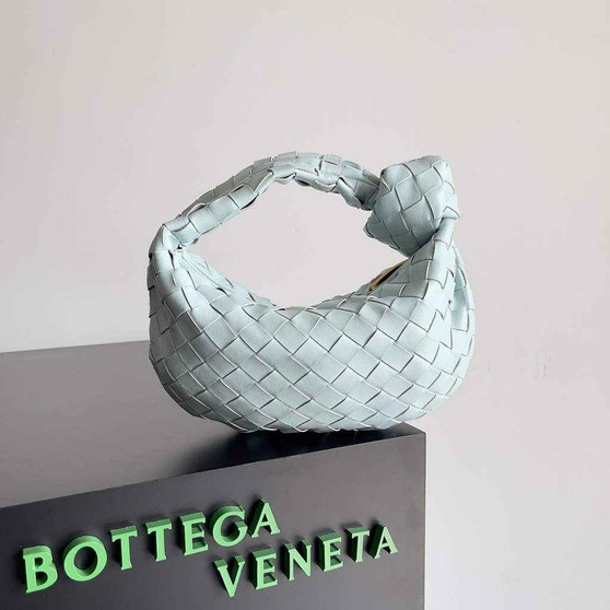 Bottega Veneta Mini Jodie top handle bag 651876 Lambskin Light Blue