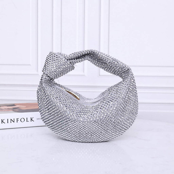 Bottega Veneta Mini Jodie bag 731400 strass-embellished mesh Gray