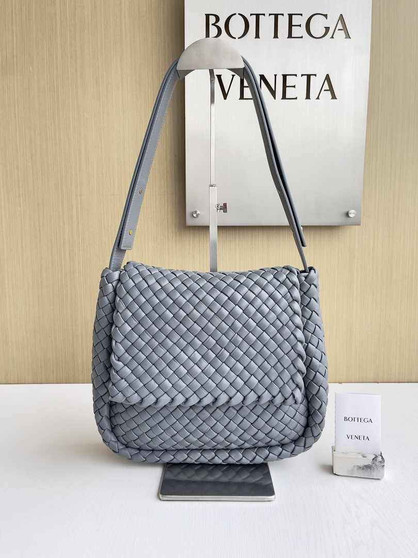 Bottega Veneta Small Cobble Shoulder Bag 709418 Lambskin Gray