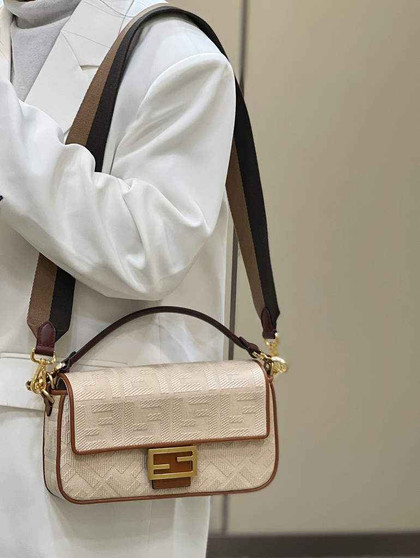 Fendi 8BR600 Baguette Beige FF canvas bag